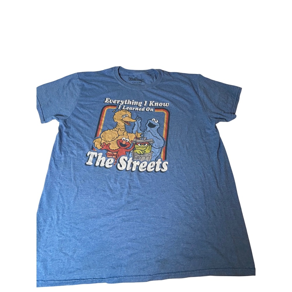 Sesame Street T Shirt Men's XL Blue Everything I Know I Learned On The Streets